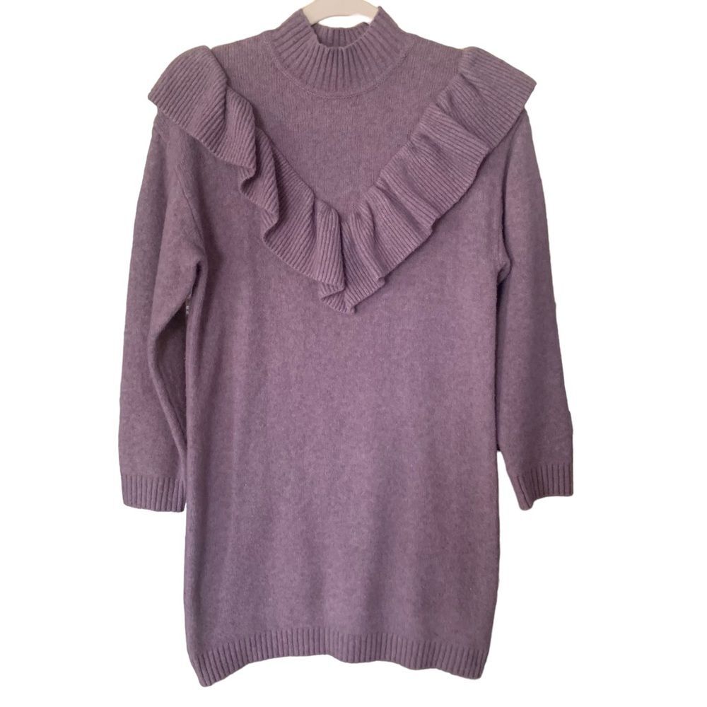 Zara Purple Ruffled Sweater Dress